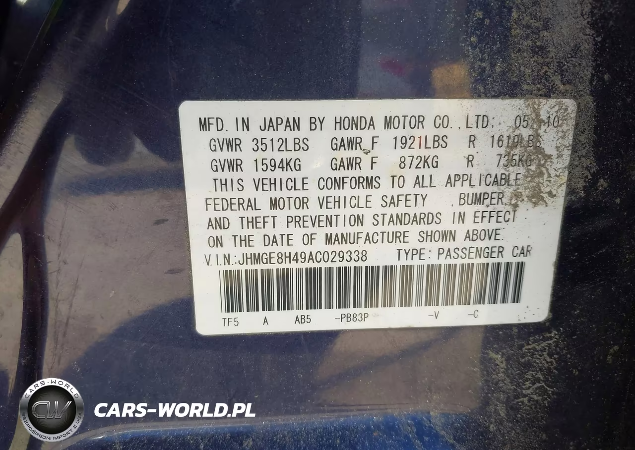 2010 Honda Fit Sport VIN:JHMGE8H49AC029338 - 9
