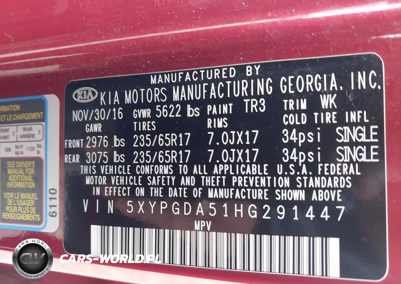 2017 Kia Sorento 3.3L Lx VIN:5XYPGDA51HG291447 - 9