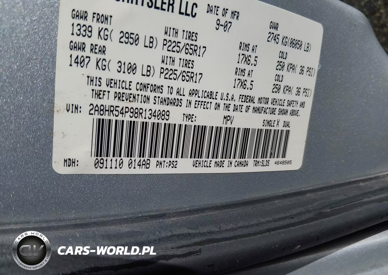 2008 Chrysler Town & Country Touring VIN:2A8HR54P98R134089 - 9