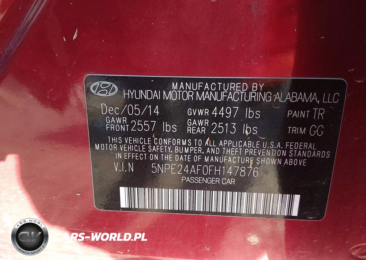 2015 Hyundai Sonata Se VIN:5NPE24AF0FH147876 - 9