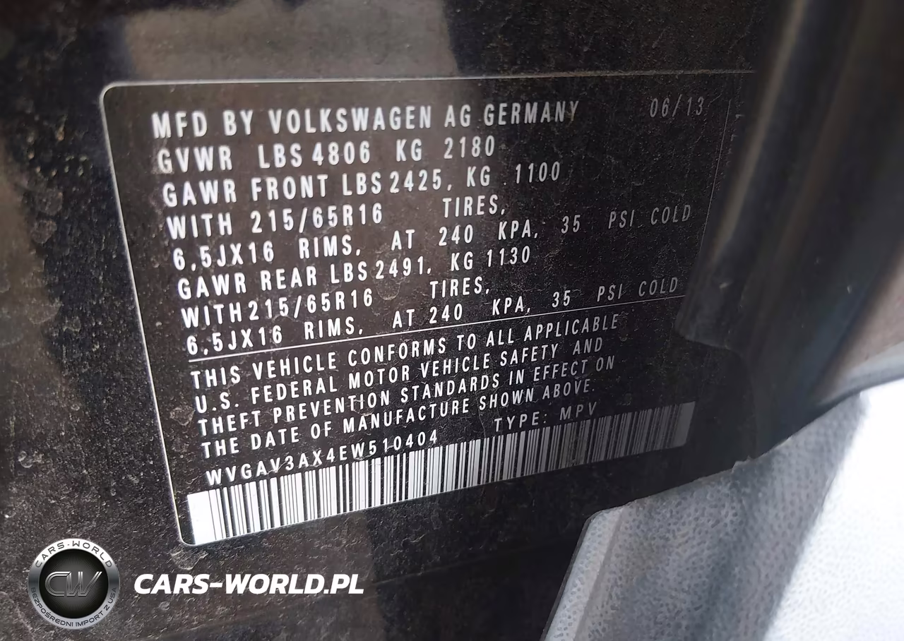 2014 Volkswagen Tiguan S VIN:WVGAV3AX4EW510404 - 9