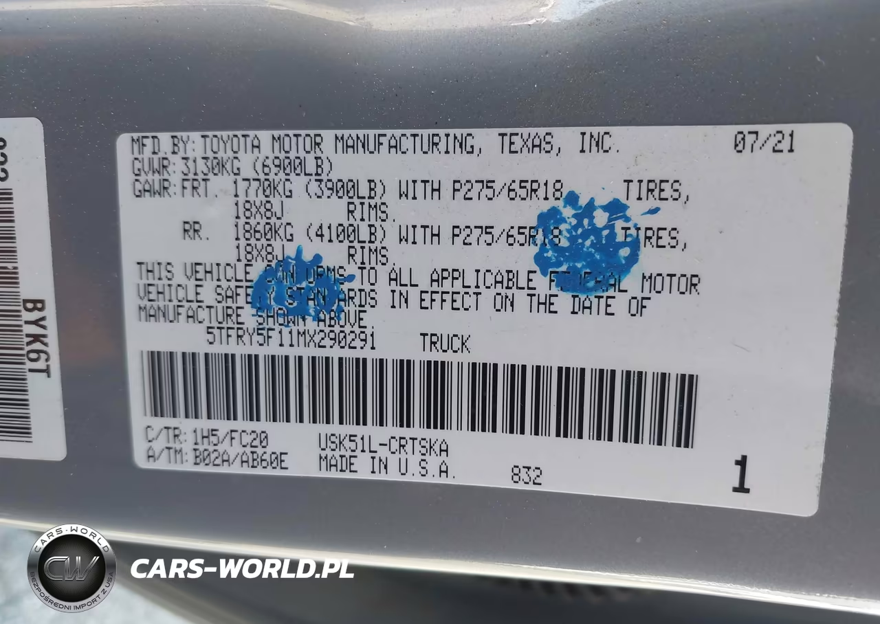 2021 Toyota Tundra Sr5 VIN:5TFRY5F11MX290291 - 9