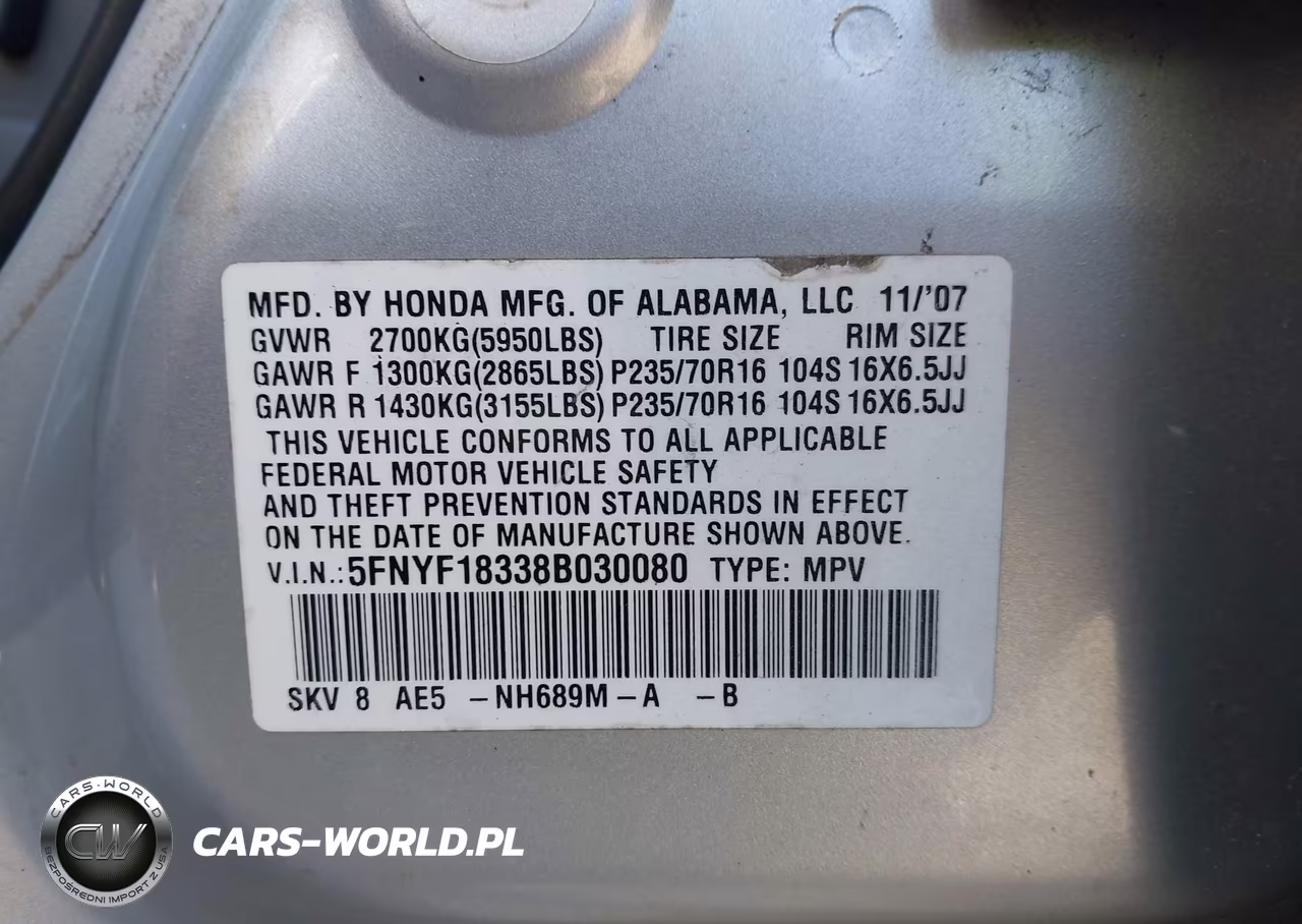 2008 Honda Pilot Se VIN:5FNYF18338B030080 - 9