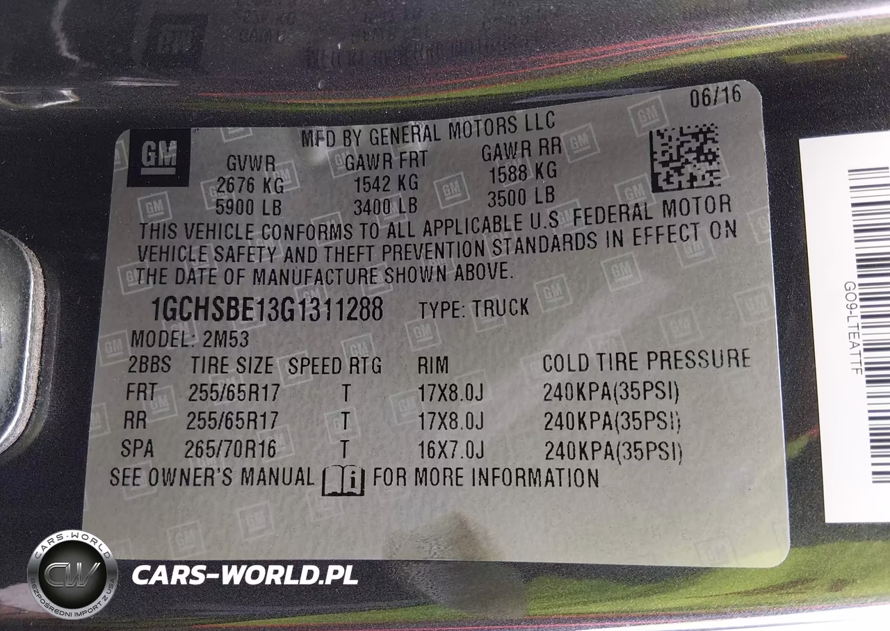 2016 Chevrolet Colorado 2Wd Wt VIN:1GCHSBE13G1311288 - 9