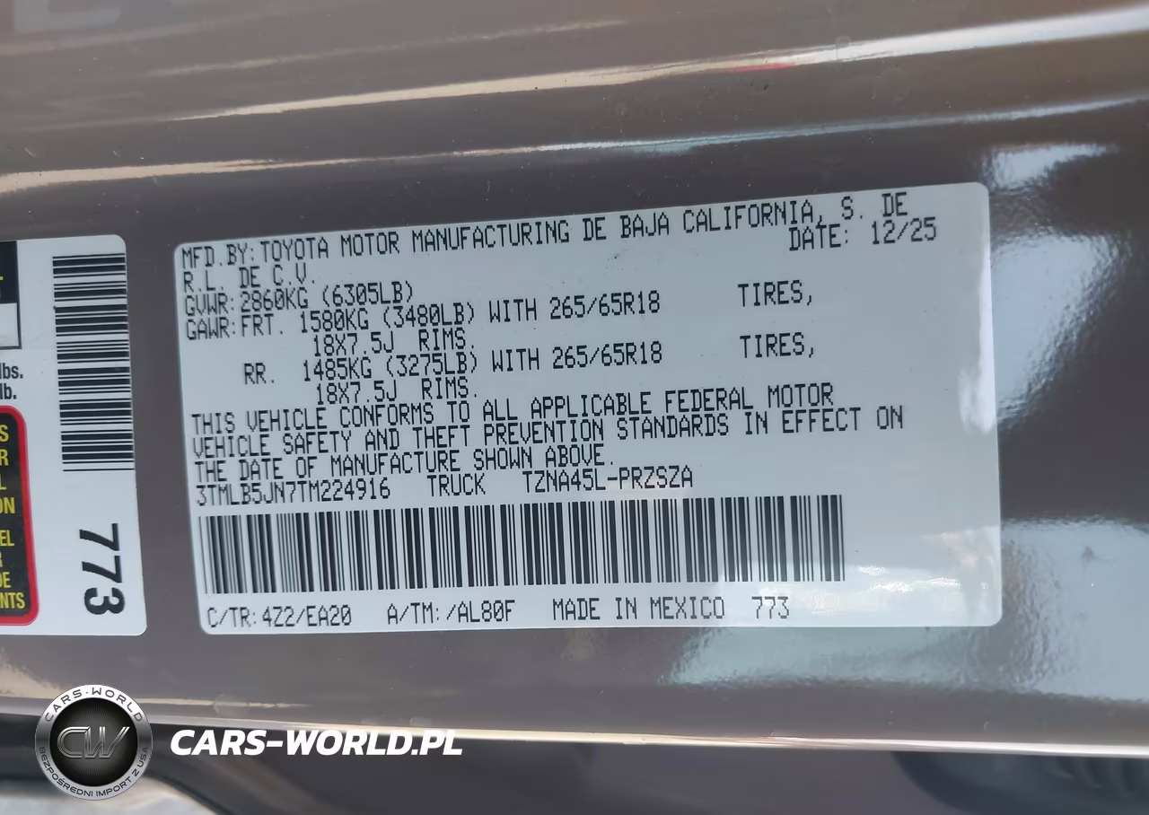 2026 Toyota Tacoma Trd Off Road VIN:3TMLB5JN7TM224916 - 9