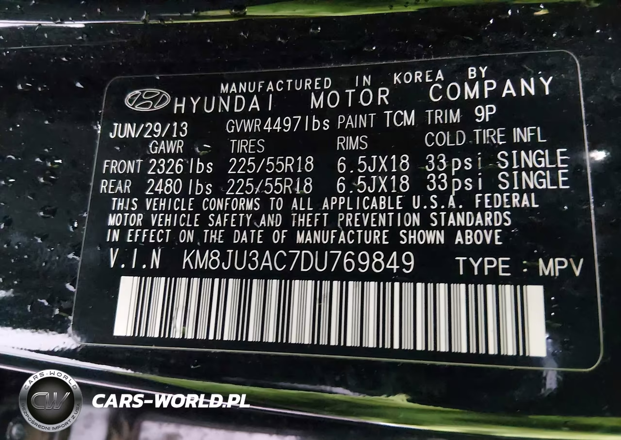 2013 Hyundai Tucson Limited VIN:KM8JU3AC7DU769849 - 9