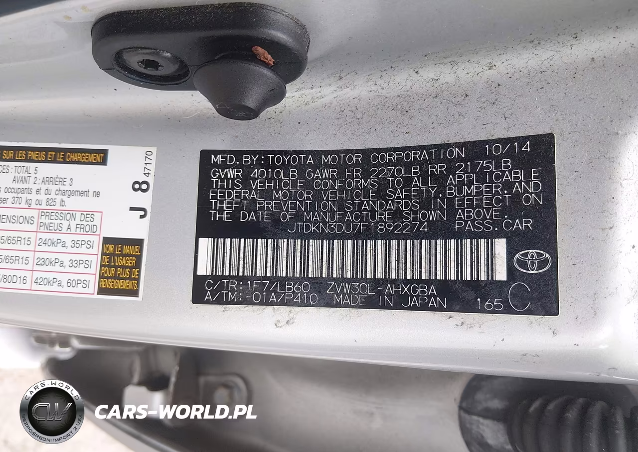 2015 Toyota Prius Four VIN:JTDKN3DU7F1892274 - 9