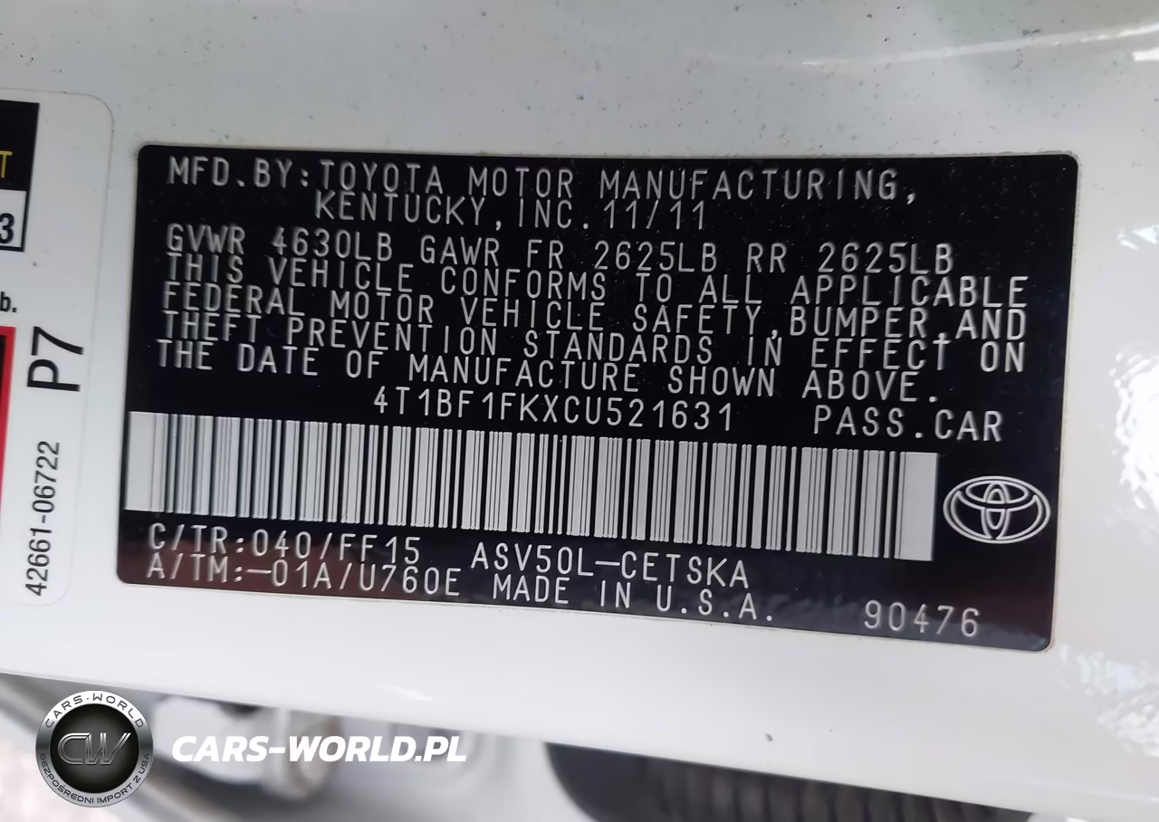 2012 Toyota Camry Se VIN:4T1BF1FKXCU521631 - 9