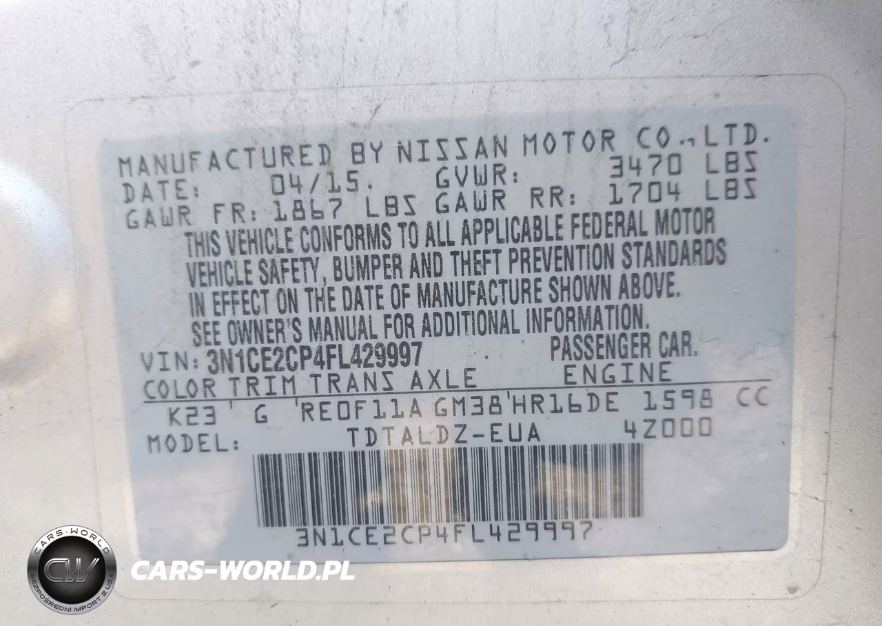 2015 Nissan Versa Note Sv VIN:3N1CE2CP4FL429997 - 9