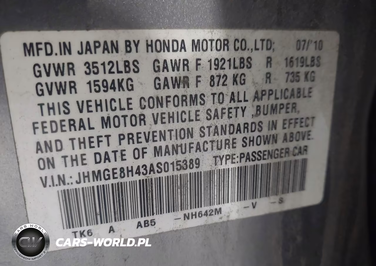 2010 Honda Fit Sport VIN:JHMGE8H43AS015389 - 9