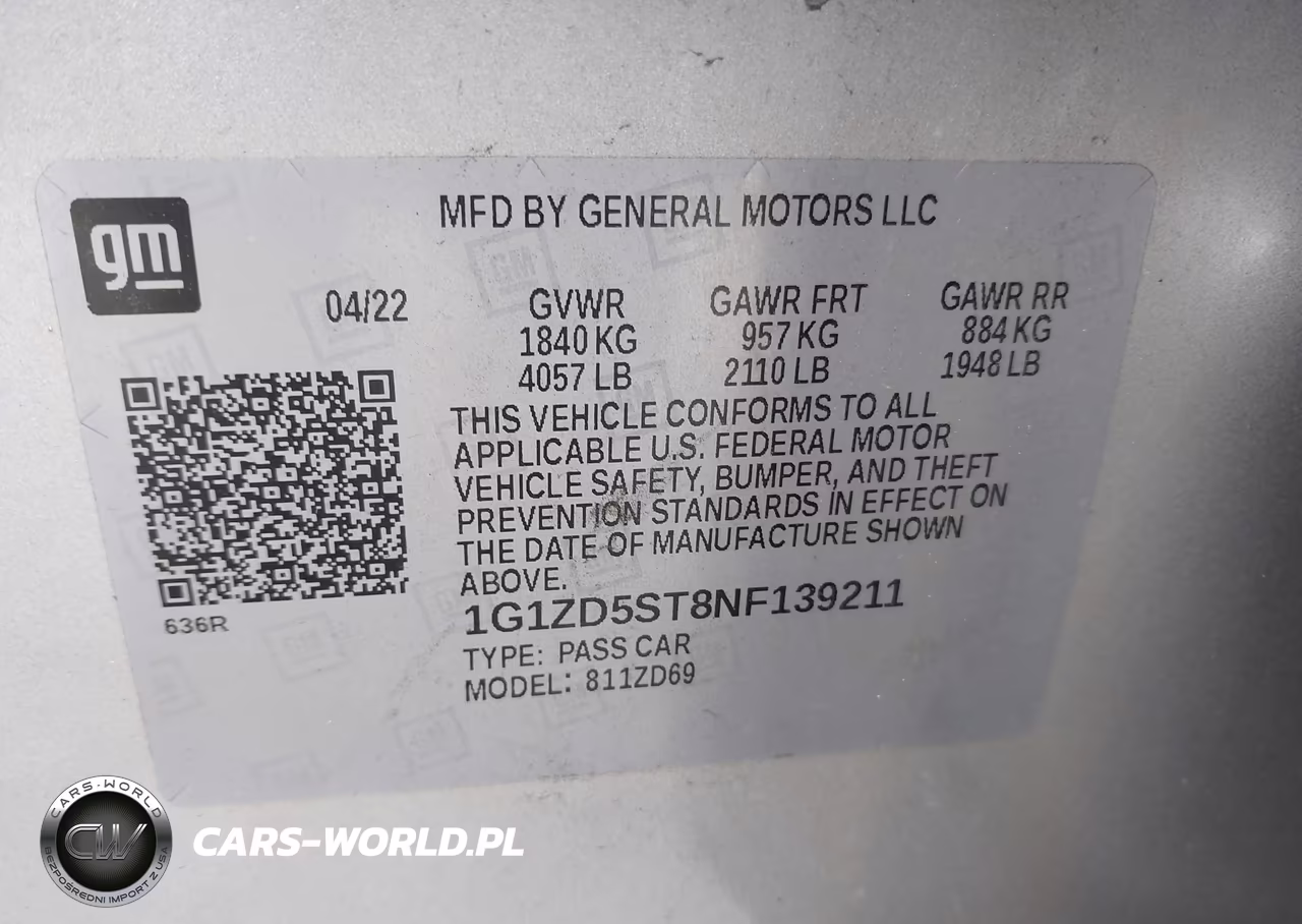 2022 Chevrolet Malibu Fwd Lt VIN:1G1ZD5ST8NF139211 - 9