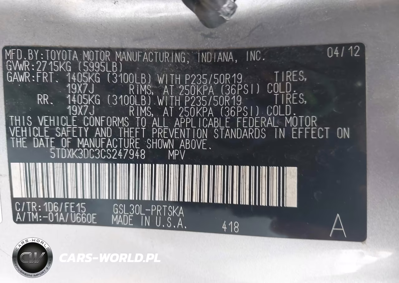 2012 Toyota Sienna Se VIN:5TDXK3DC3CS247948 - 9