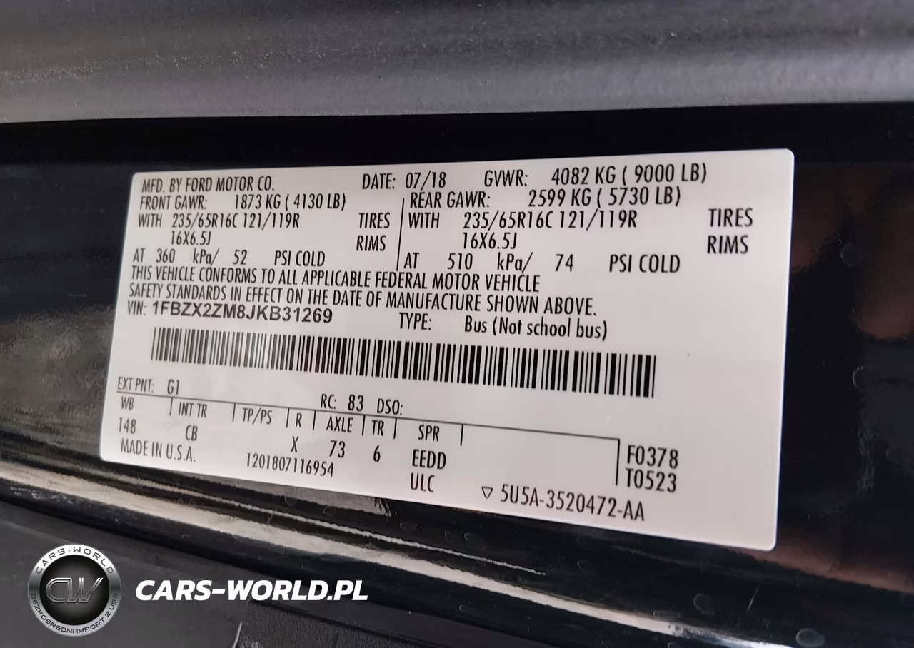 2018 Ford Transit-350 Xl VIN:1FBZX2ZM8JKB31269 - 9