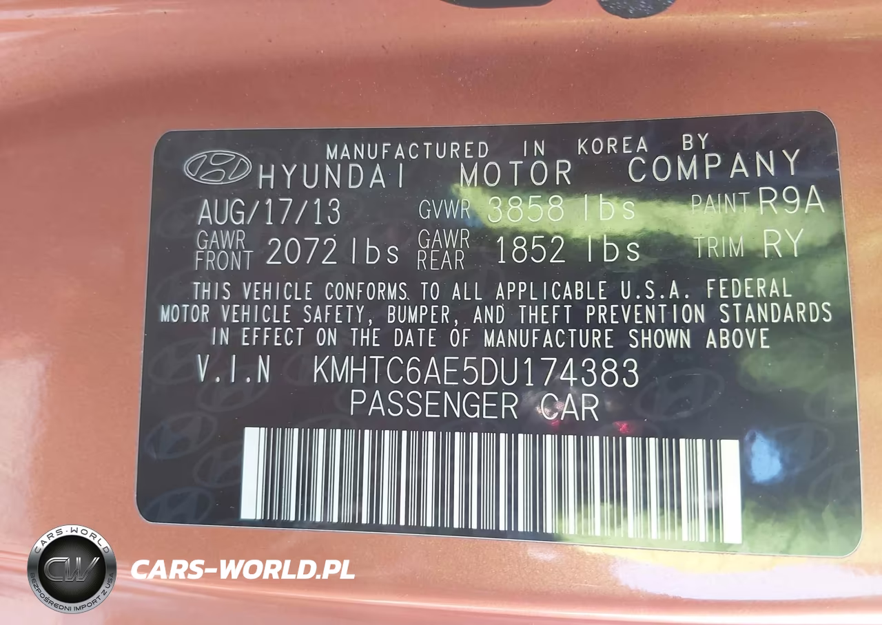 2013 Hyundai Veloster Turbo W-Black VIN:KMHTC6AE5DU174383 - 9