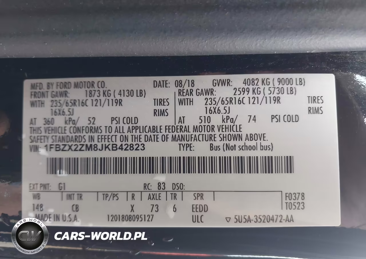 2018 Ford Transit-350 Xl VIN:1FBZX2ZM8JKB42823 - 9