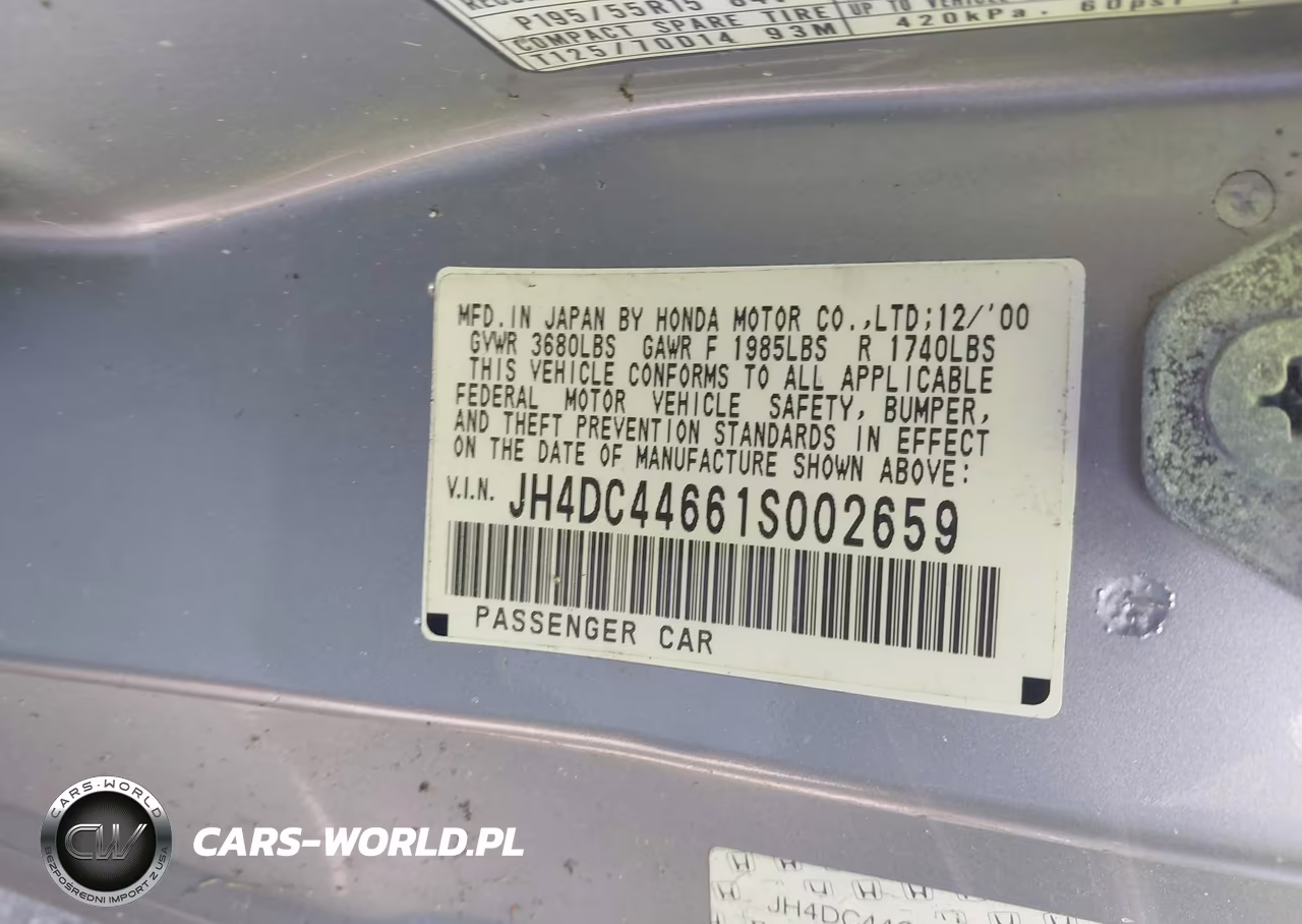 2001 Acura Integra Gs VIN:JH4DC44661S002659 - 9