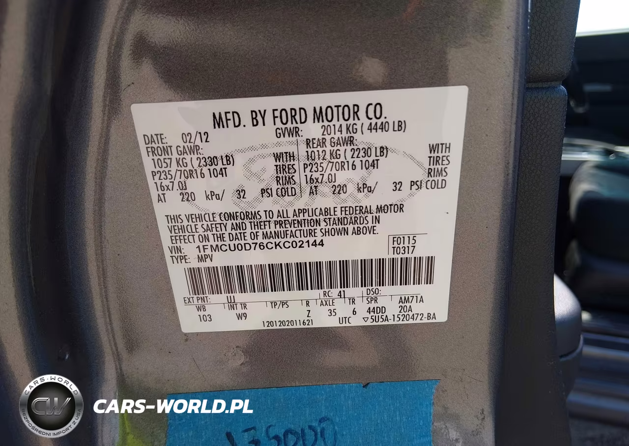 2012 Ford Escape Xlt VIN:1FMCU0D76CKC02144 - 9
