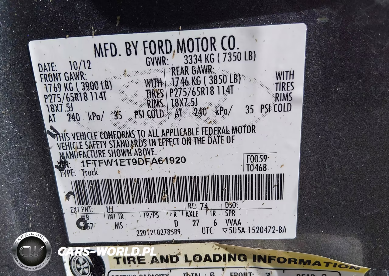 2013 Ford F-150 Xlt VIN:1FTFW1ET9DFA61920 - 9