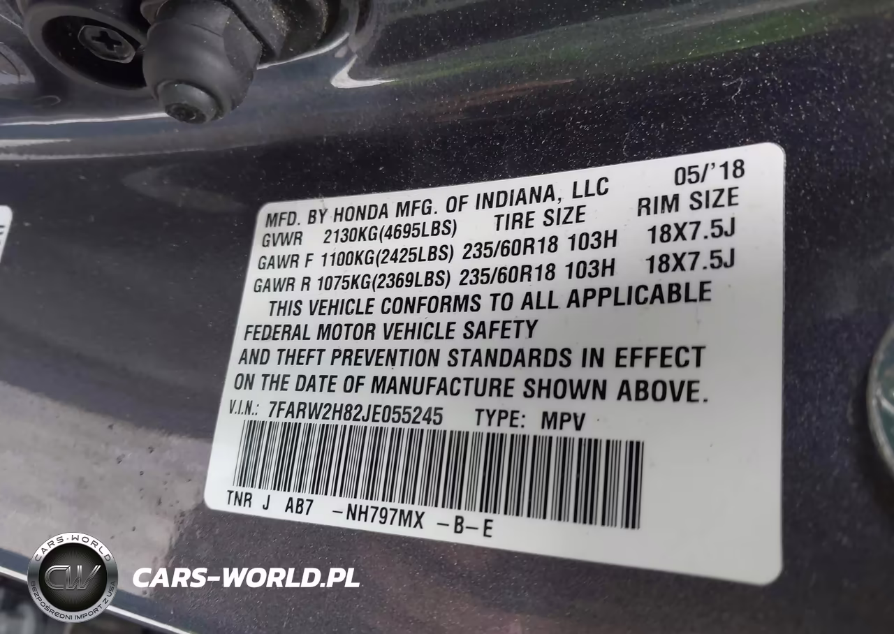 2018 Honda Cr-V Ex-L-Ex-L Navi VIN:7FARW2H82JE055245 - 9
