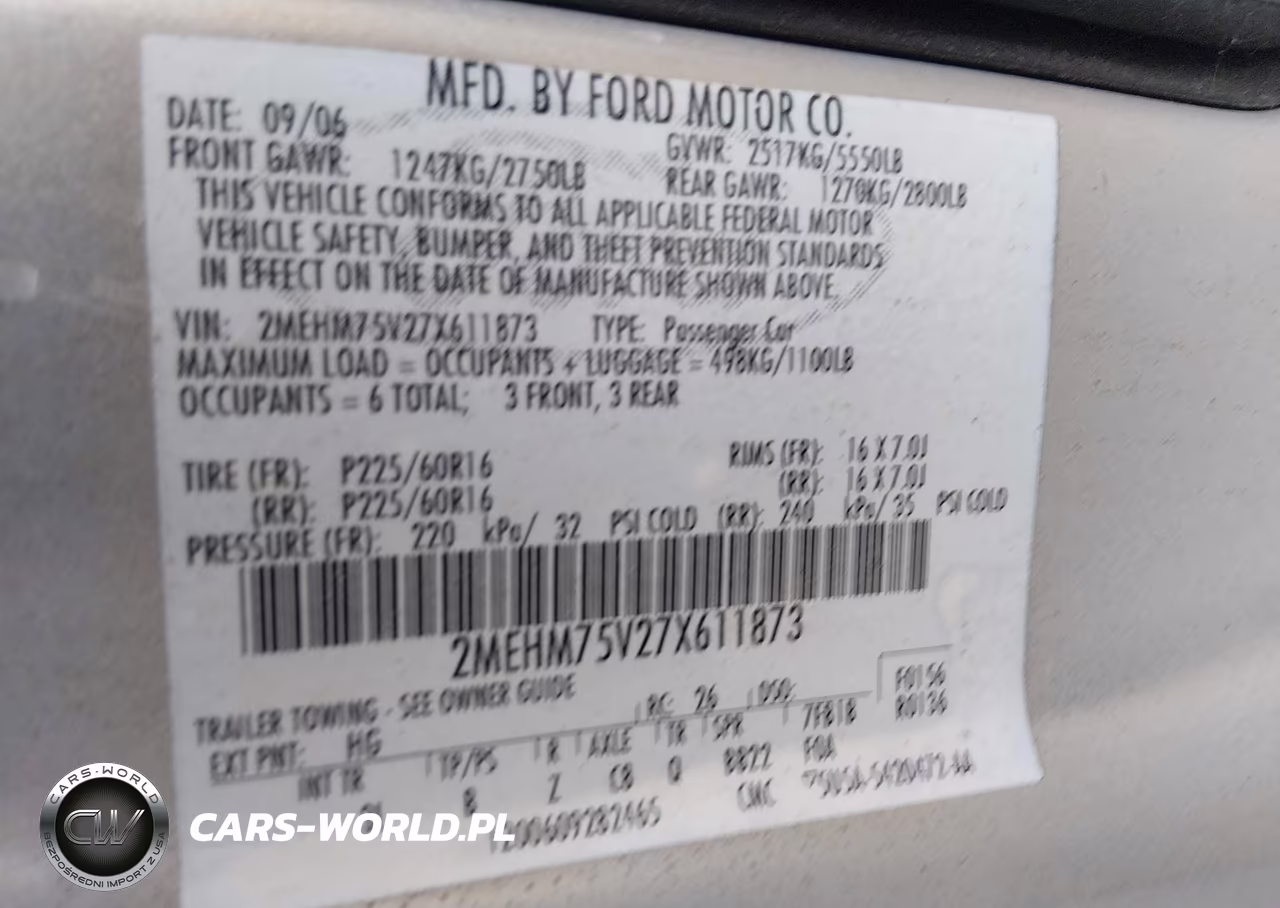 2007 Mercury Grand Marquis Ls VIN:2MEHM75V27X611873 - 9