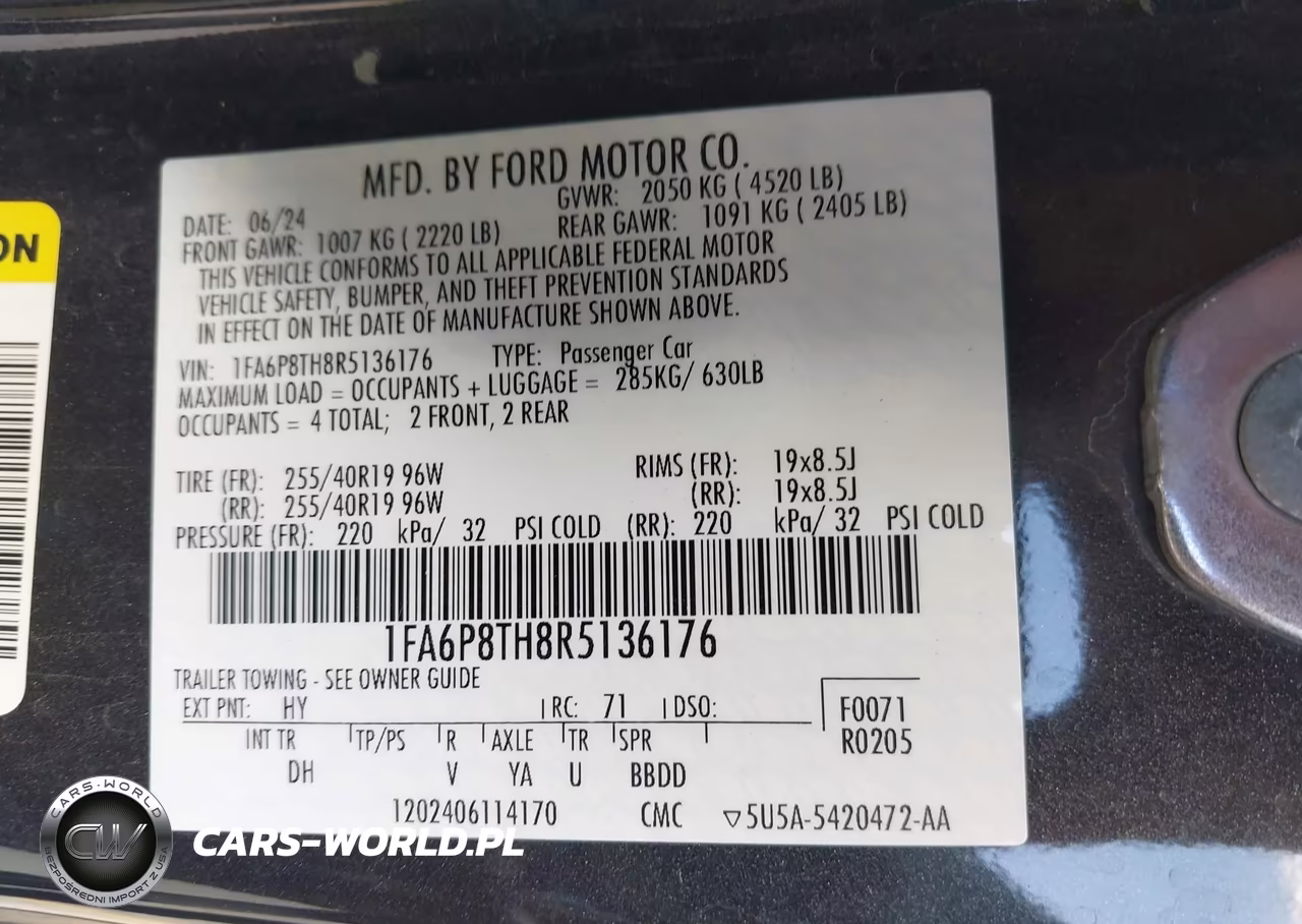 2024 Ford Mustang Ecoboost Fastback VIN:1FA6P8TH8R5136176 - 9