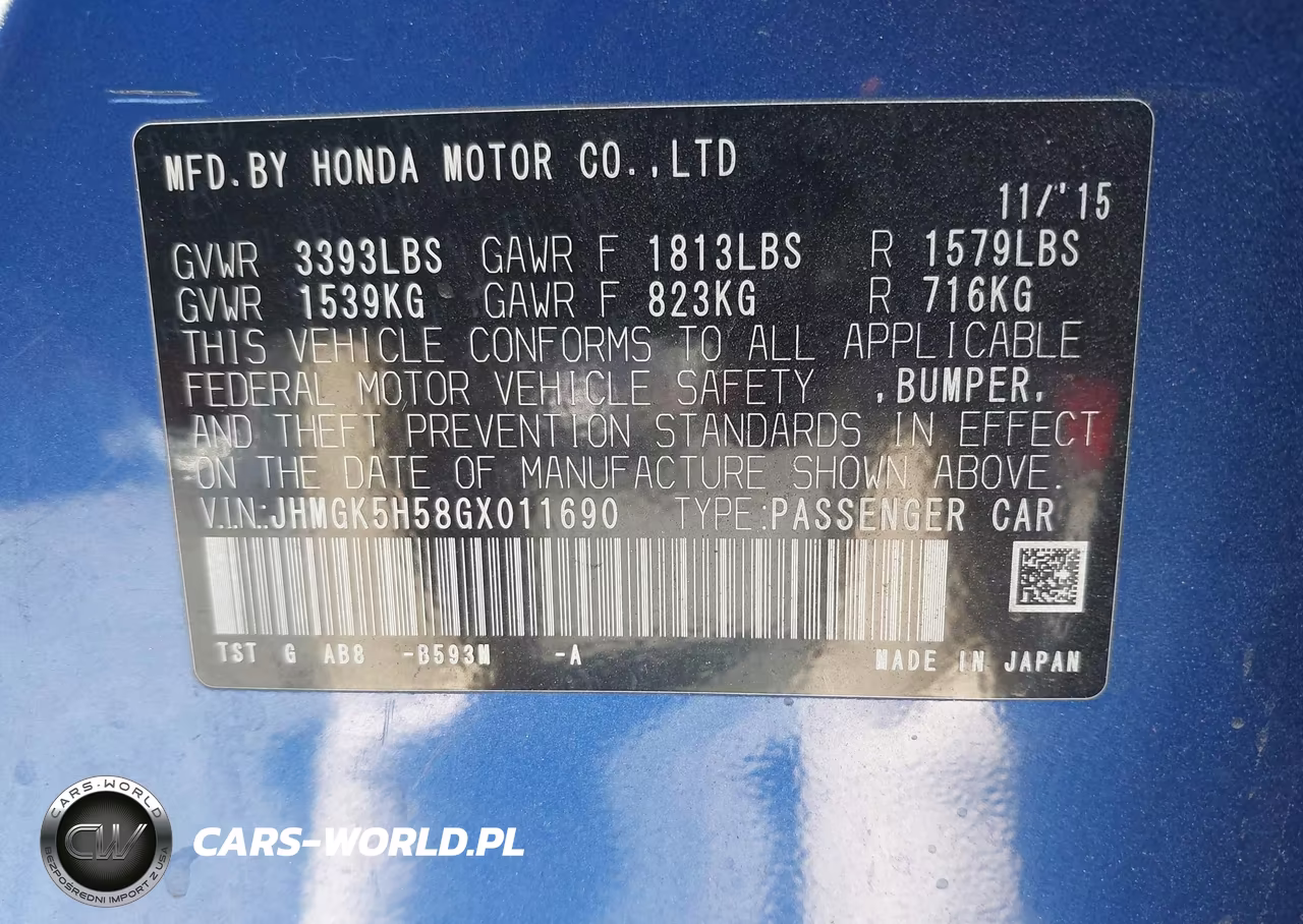 2016 Honda Fit Lx VIN:JHMGK5H58GX011690 - 9