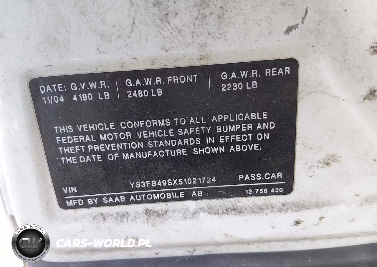 2005 Saab 9-3 Linear VIN:YS3FB49SX51021724 - 9