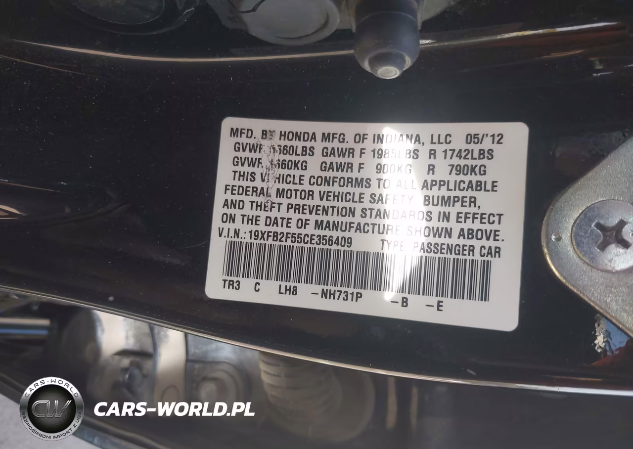 2012 Honda Civic Sdn Lx VIN:19XFB2F55CE356409 - 9