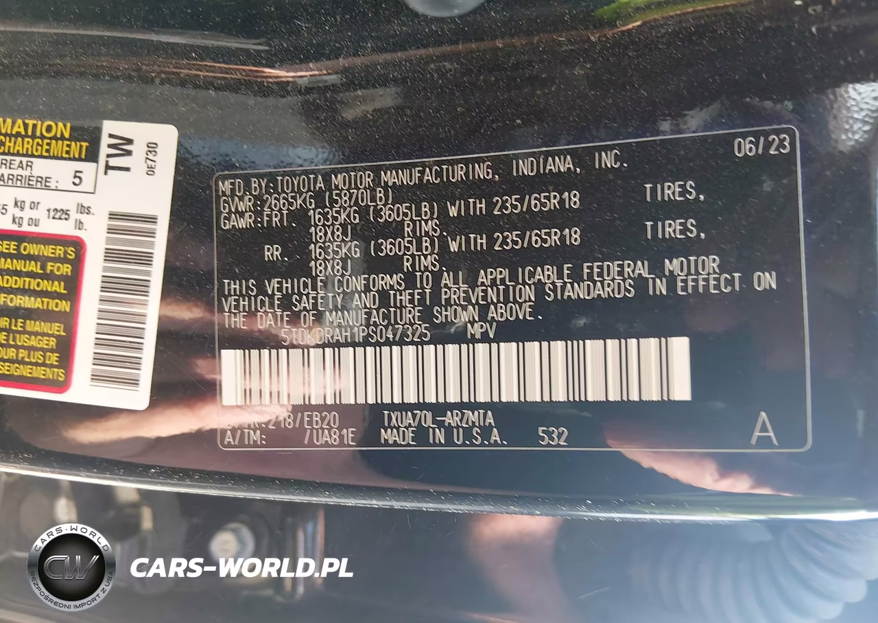 2023 Toyota Highlander Xle VIN:5TDKDRAH1PS047325 - 9