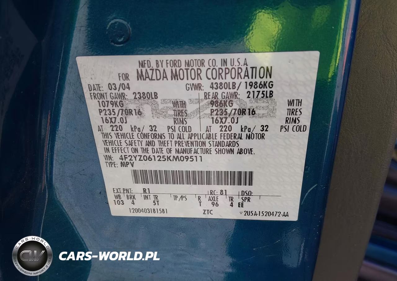 2005 Mazda Tribute S VIN:4F2YZ06125KM09511 - 9