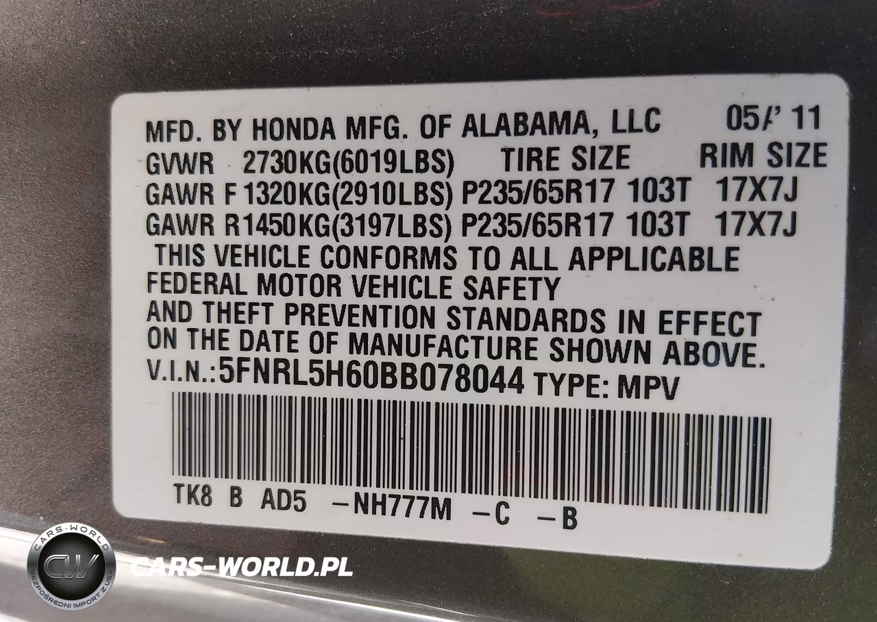 2011 Honda Odyssey Ex-L VIN:5FNRL5H60BB078044 - 9