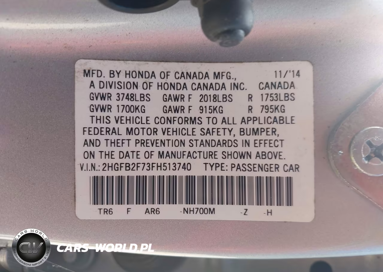 2015 Honda Civic Se VIN:2HGFB2F73FH513740 - 9