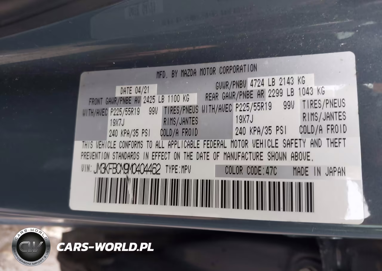 2021 Mazda Cx-5 Carbon Edition VIN:JM3KFBCM9M0404462 - 9