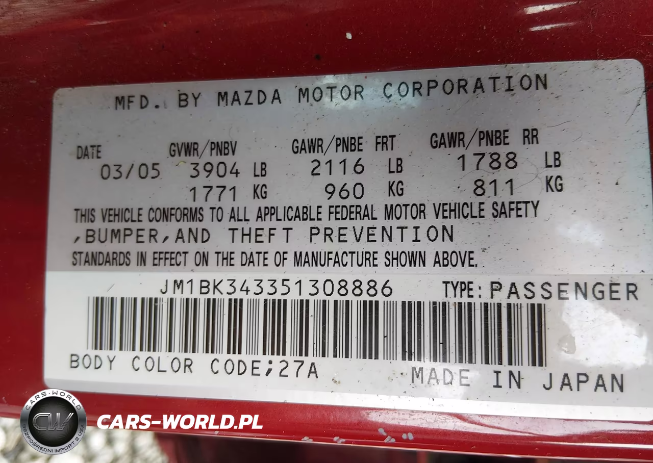 2005 Mazda Mazda3 S VIN:JM1BK343351308886 - 9