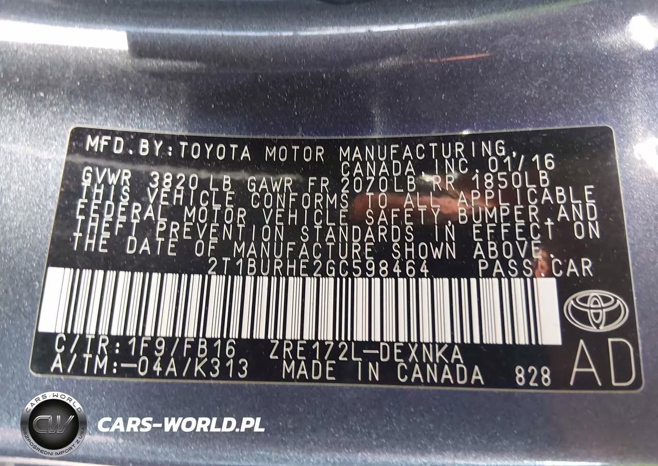 2016 Toyota Corolla Le VIN:2T1BURHE2GC598464 - 9