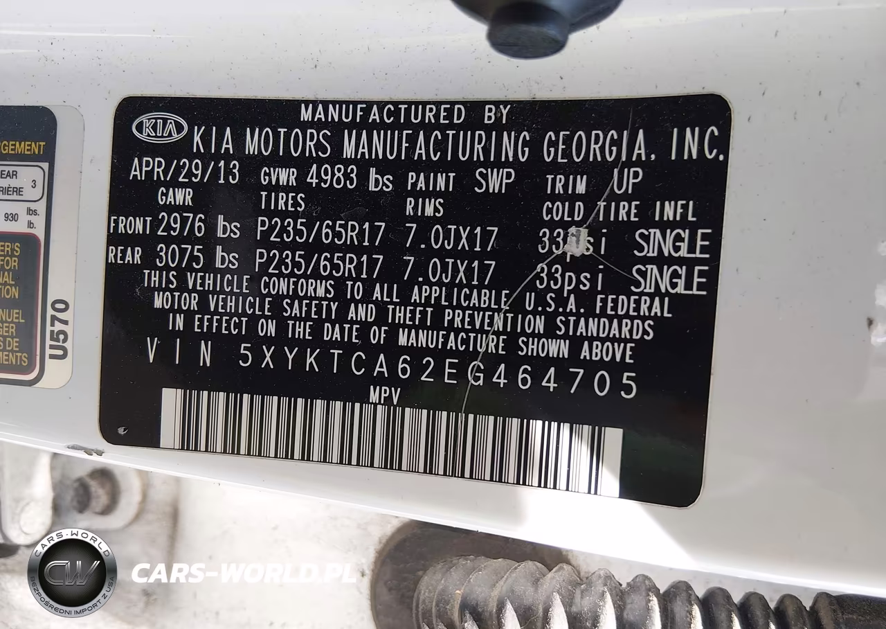 2014 Kia Sorento Lx VIN:5XYKTCA62EG464705 - 9