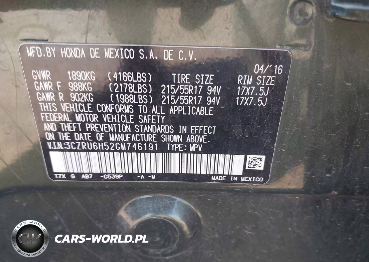 2016 Honda Hr-V Ex VIN:3CZRU6H52GM746191 - 9