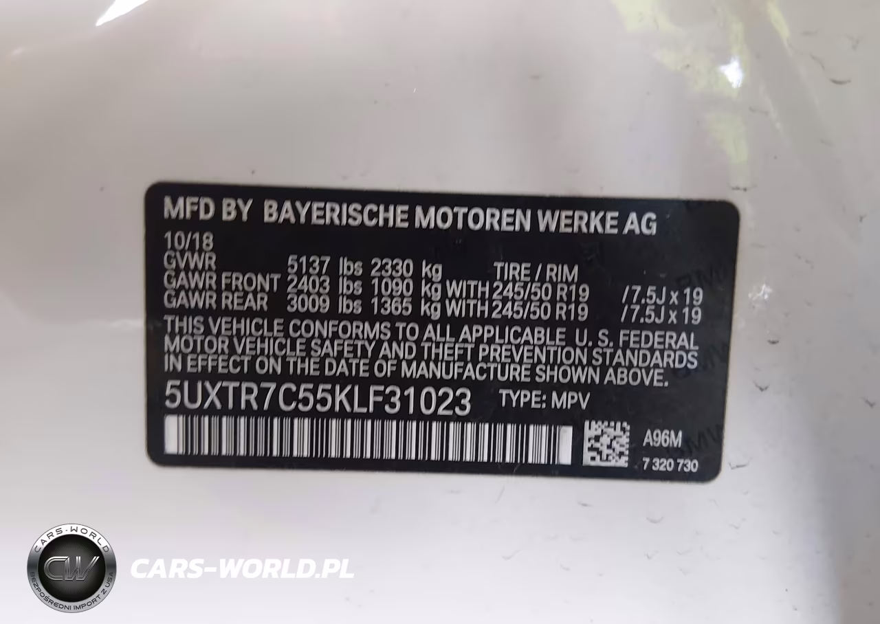 2019 BMW X3 Sdrive30I VIN:5UXTR7C55KLF31023 - 9