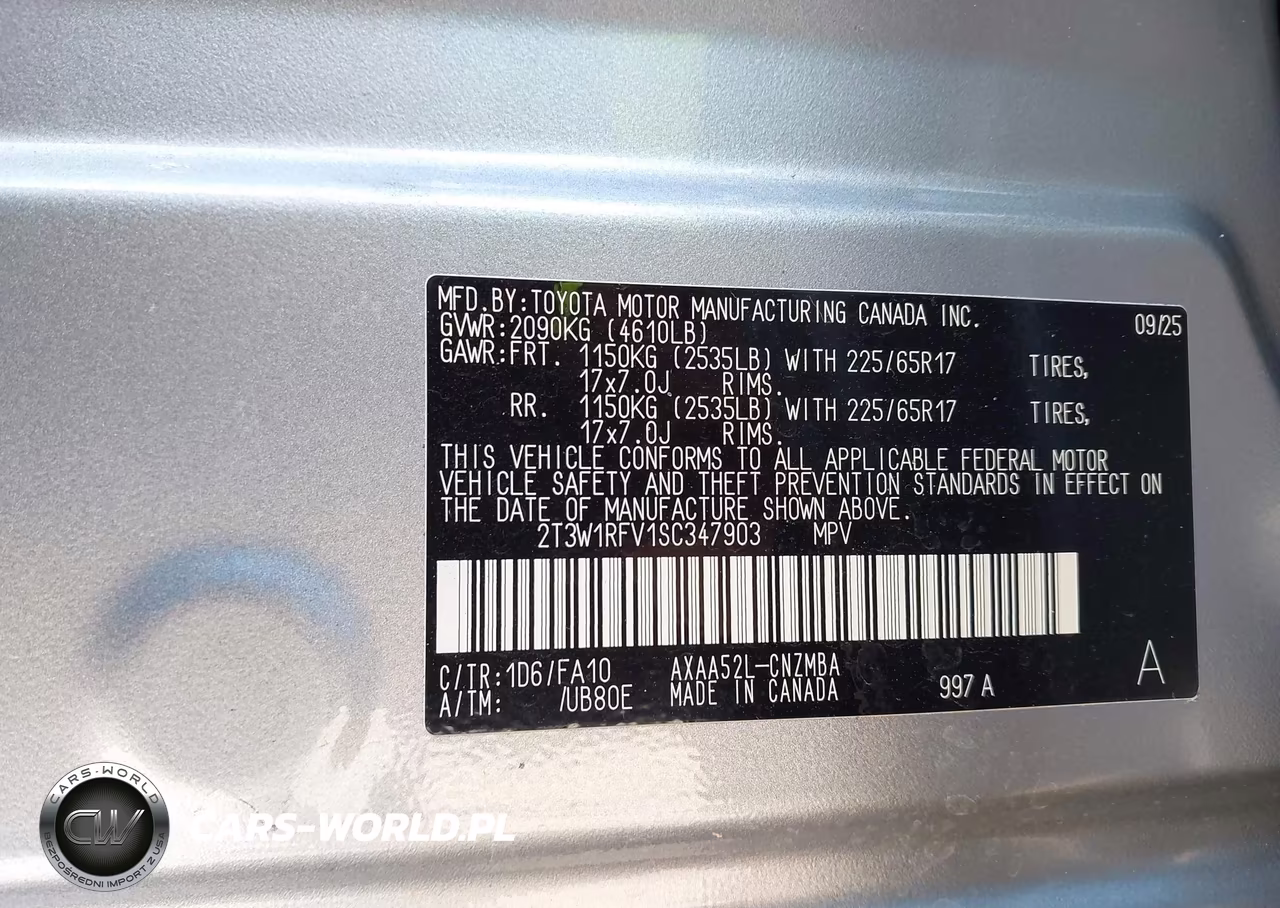 2025 Toyota Rav4 Xle VIN:2T3W1RFV1SC347903 - 9