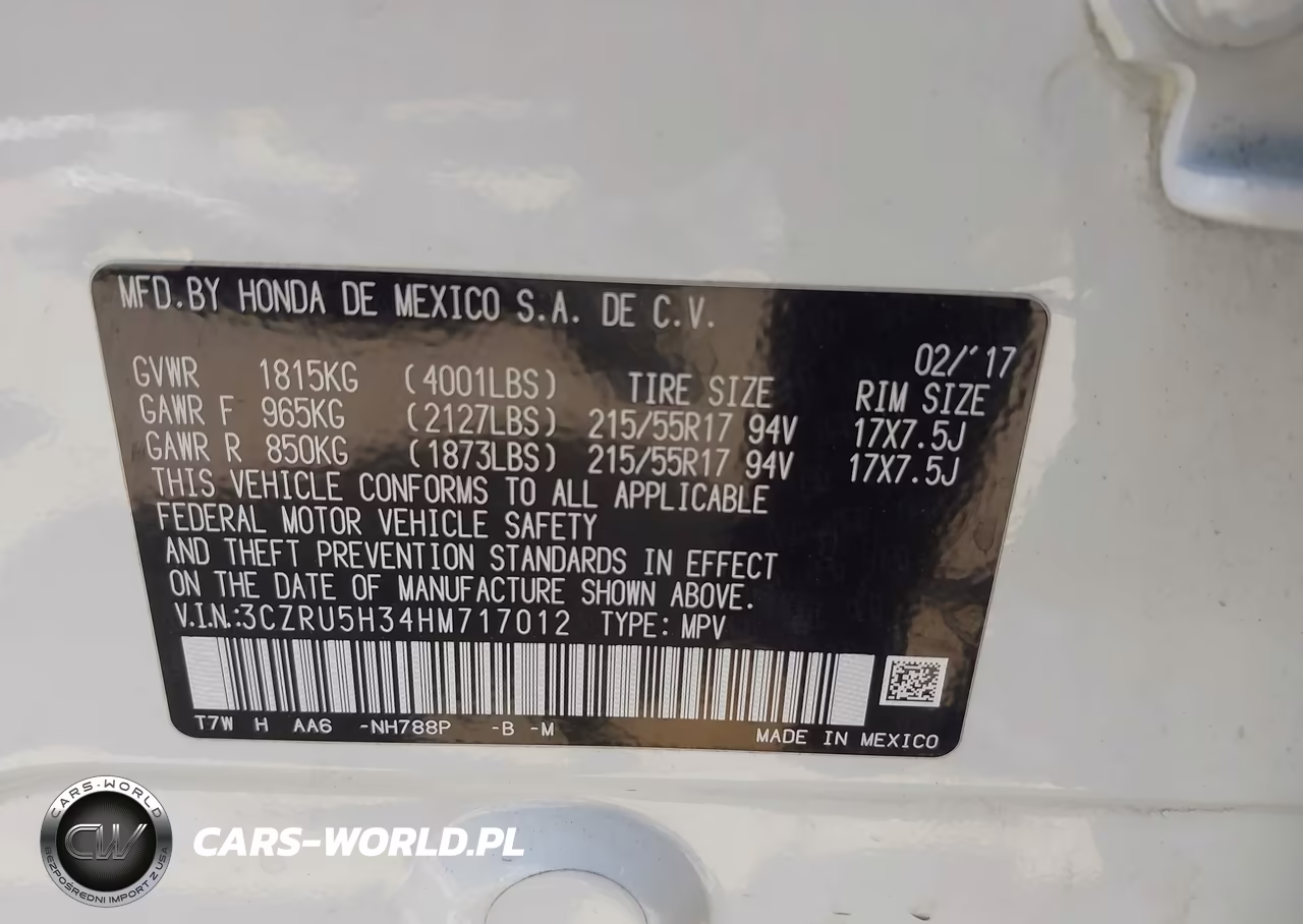 2017 Honda Hr-V Lx VIN:3CZRU5H34HM717012 - 9