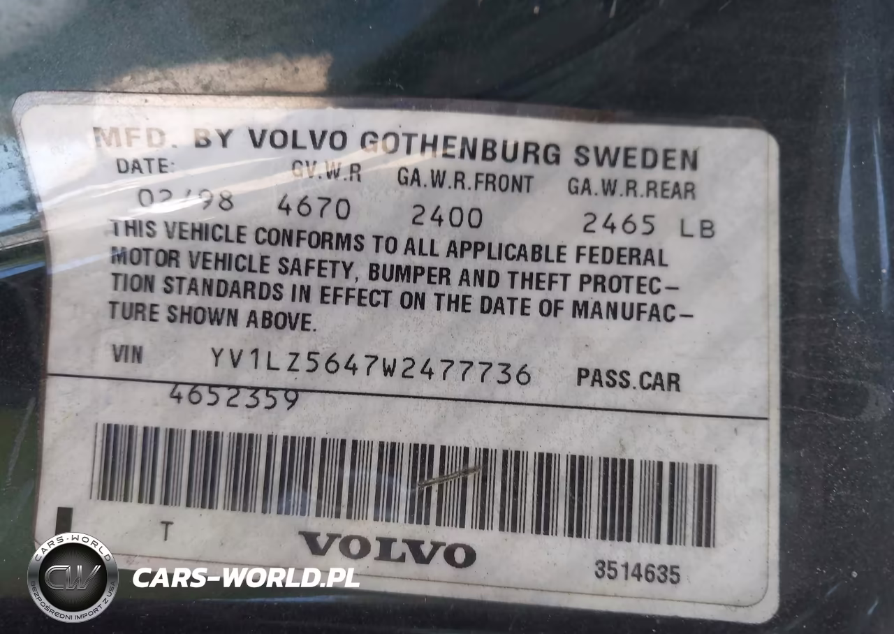 1998 Volvo V70 Awd VIN:YV1LZ5647W2477736 - 9
