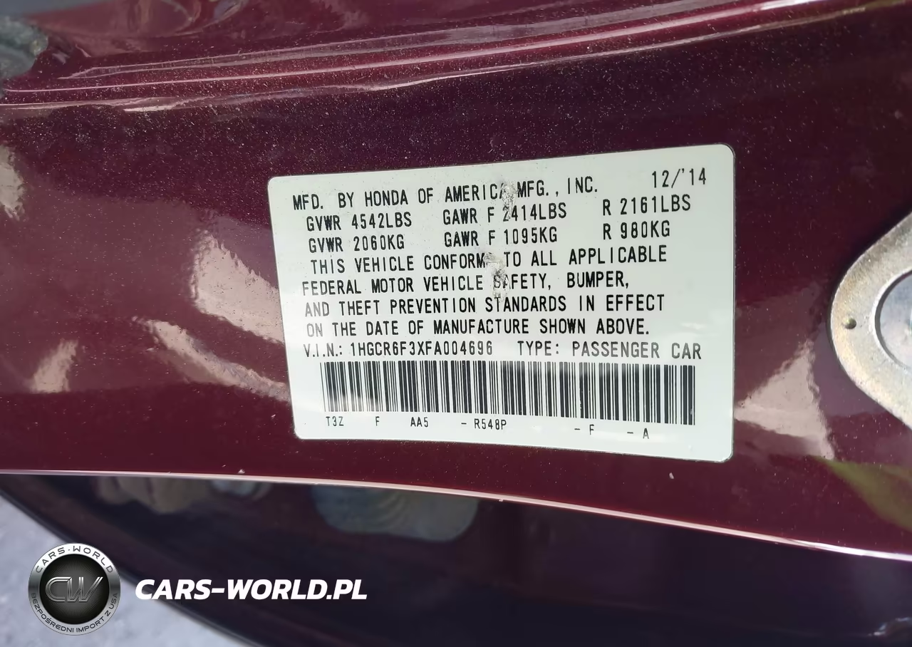 2015 Honda Accord Hybrid VIN:1HGCR6F3XFA004696 - 9