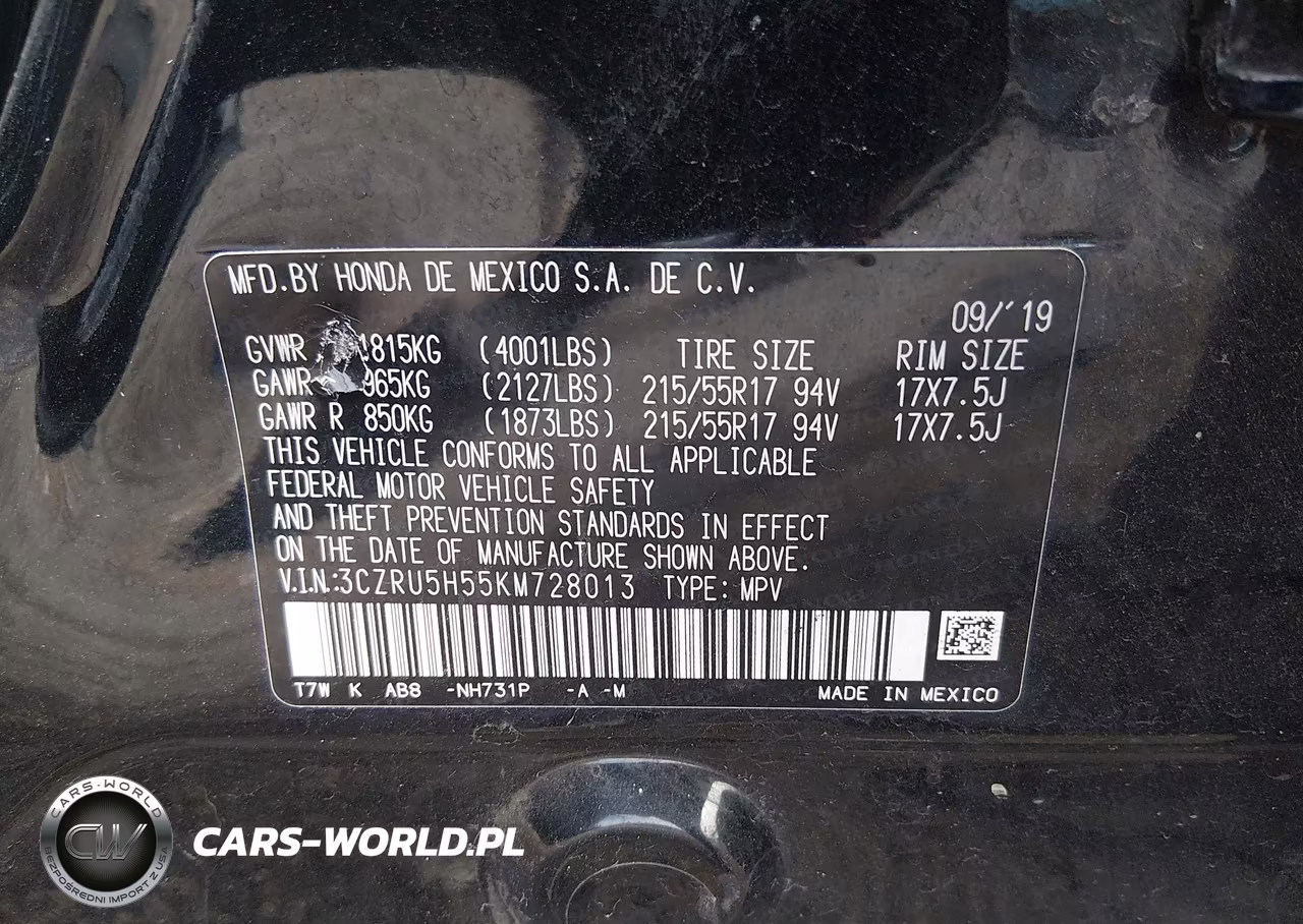 2019 Honda Hr-V Ex VIN:3CZRU5H55KM728013 - 9
