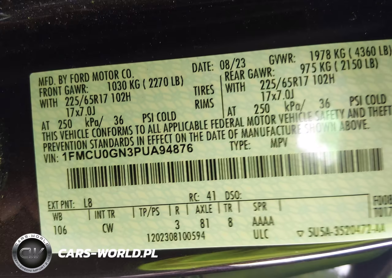 2023 Ford Escape Active VIN:1FMCU0GN3PUA94876 - 9
