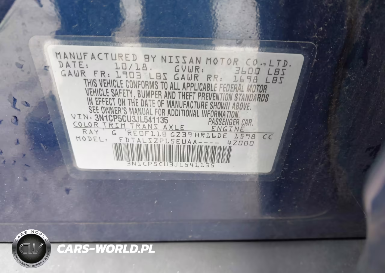 2018 Nissan Kicks Sv VIN:3N1CP5CU3JL541135 - 9