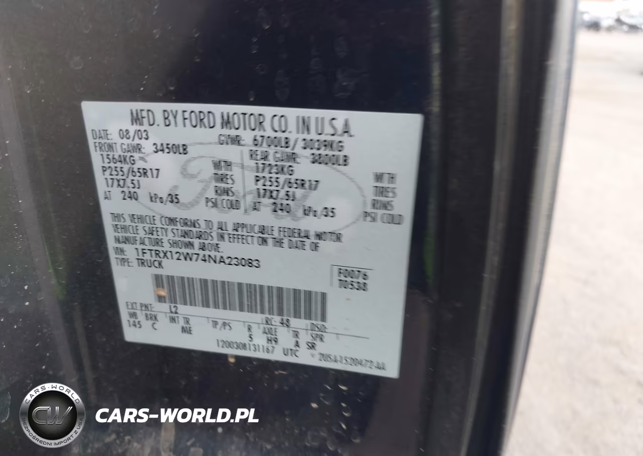 2004 Ford F-150 Stx-Xl-Xlt VIN:1FTRX12W74NA23083 - 9
