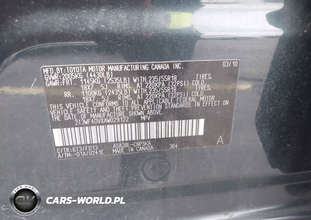 2010 Toyota Rav4 Sport VIN:2T3WF4DVXAW029122 - 9