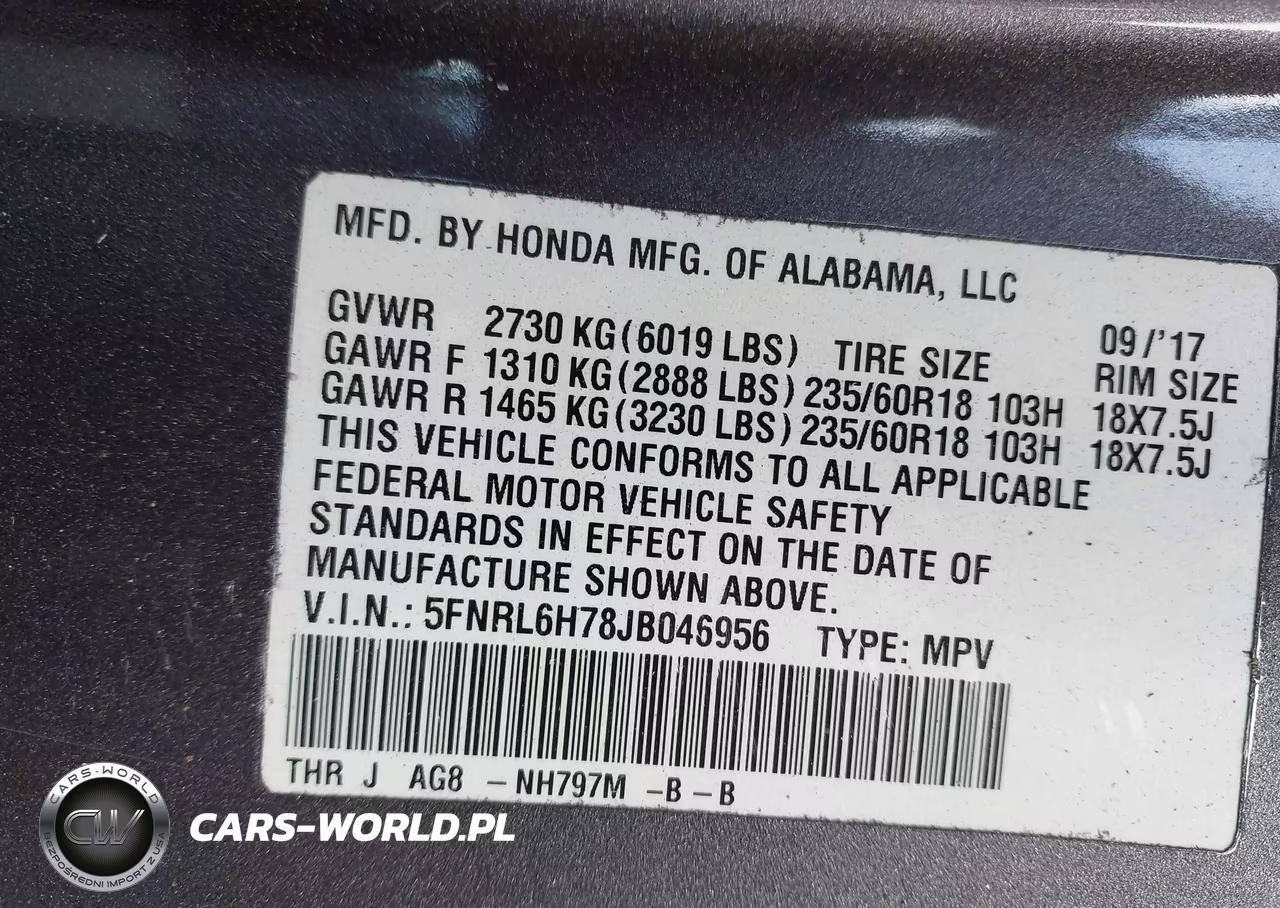 2018 Honda Odyssey Ex-L VIN:5FNRL6H78JB046956 - 9