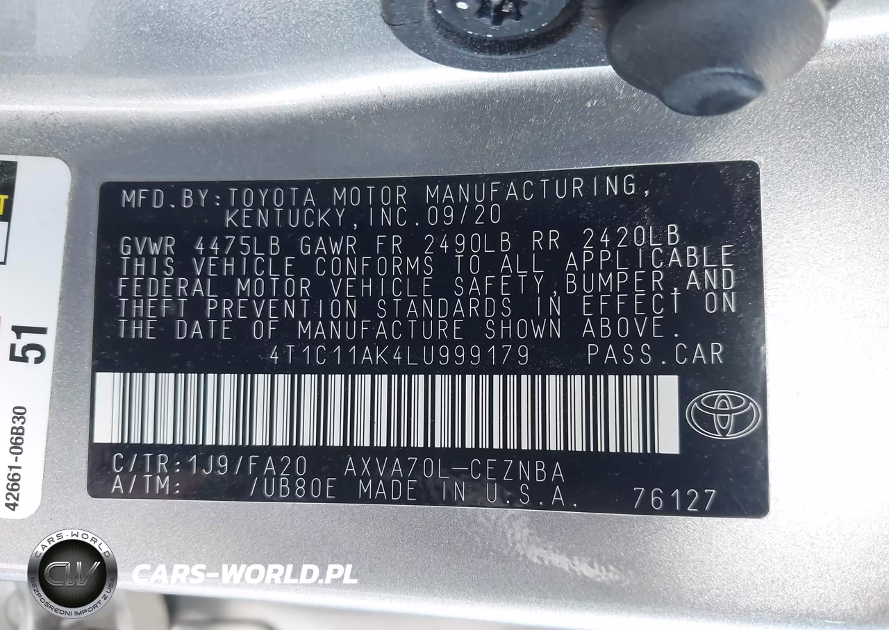 2020 Toyota Camry Le VIN:4T1C11AK4LU999179 - 9