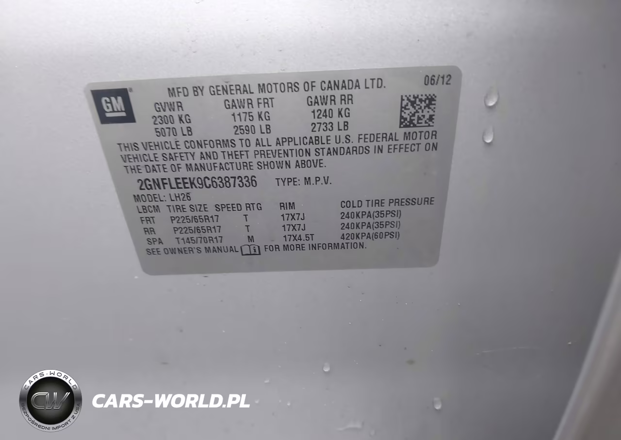 2012 Chevrolet Equinox 1Lt VIN:2GNFLEEK9C6387336 - 9